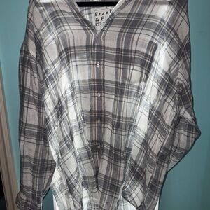 Frank & Eileen Women's Mackenzie Gray Plaid Button Down Shirt. EUC